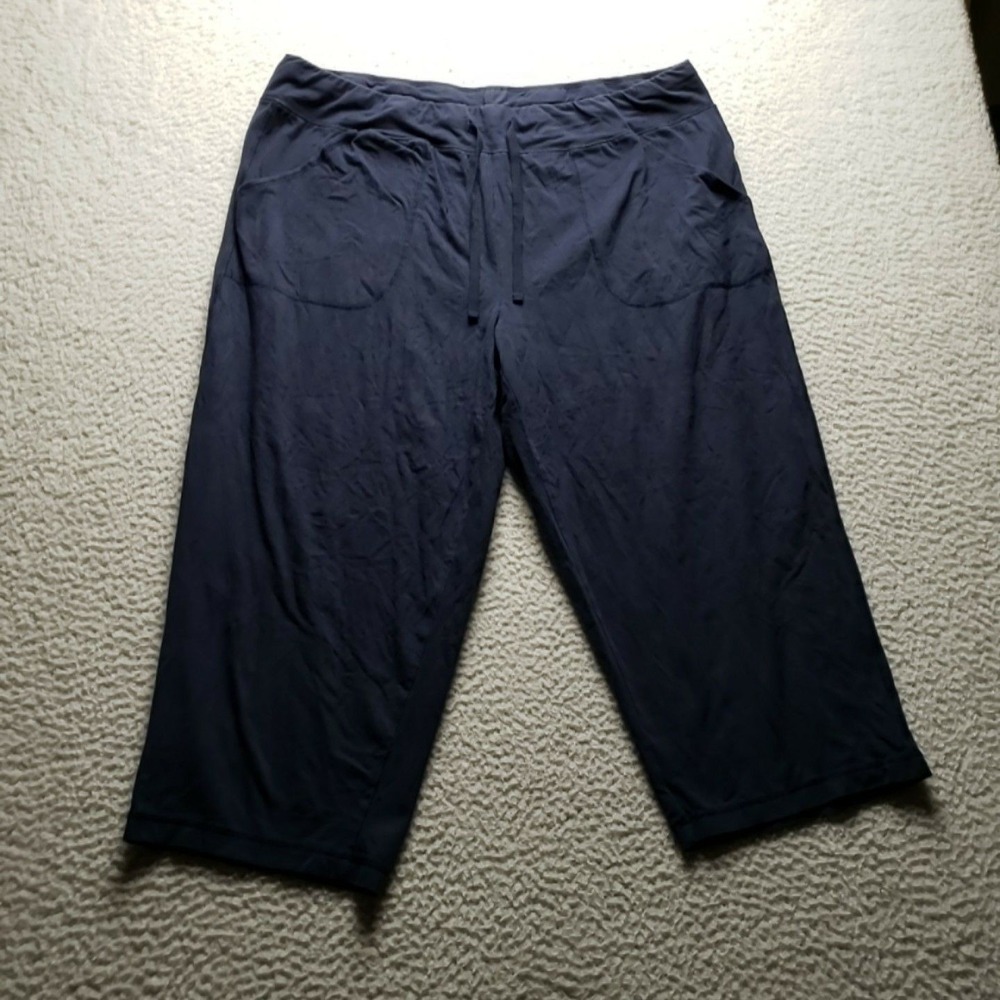 Athletic Works Capri Pants Womens 3XL Blue Jersey Drawstring Pockets Stretch